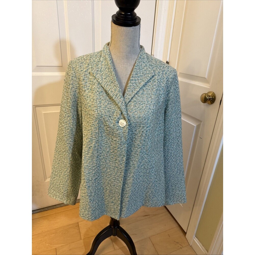 AWESOME AQUA TWEED Sag Harbor Aqua long sleeved blazer Tweed Jacket Size 12